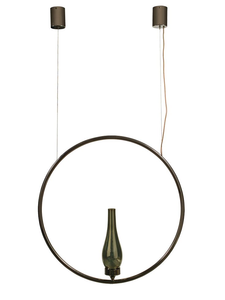 Ring hanging lamp in mirrored glass and brass by Clan Milano.