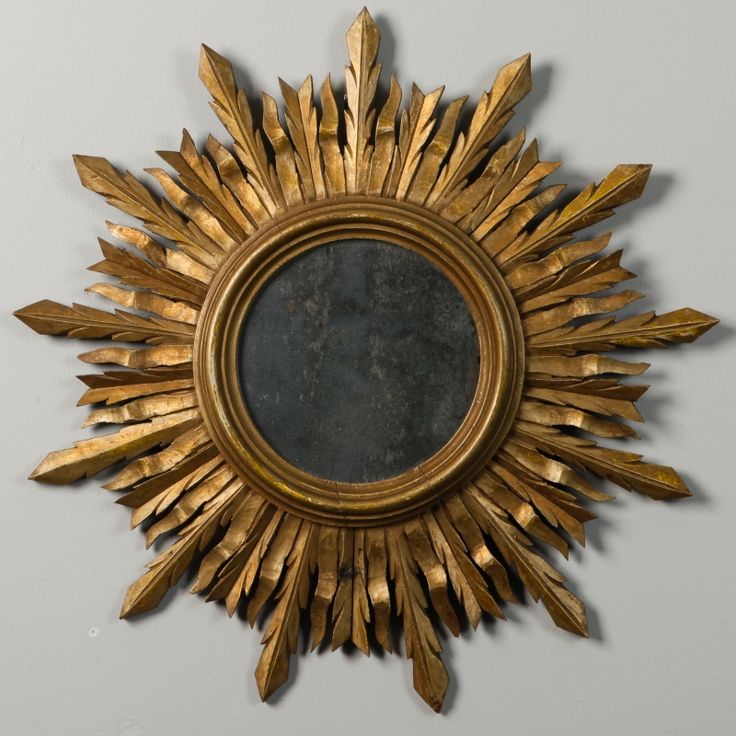 Mid Century Carved Gilt Wood Sunburst Mirror Item:7509 $1895
