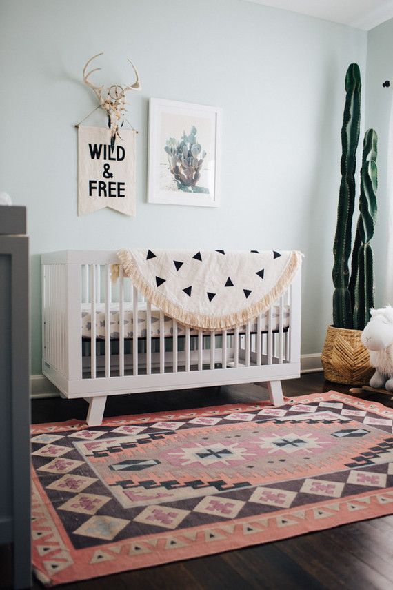 A South Western inspired nursery with cactus art by Wilder California for Minted...
