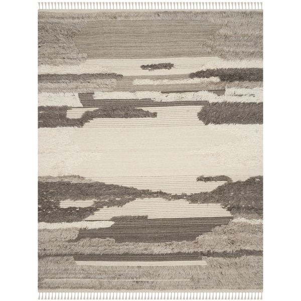 Safavieh Kenya Contemporary Hand-Knotted Ivory/ Grey Wool Rug (8' x 10')