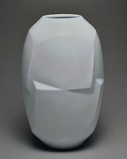 Akirio-Maeta multi faceted ceramic vessel pale blue