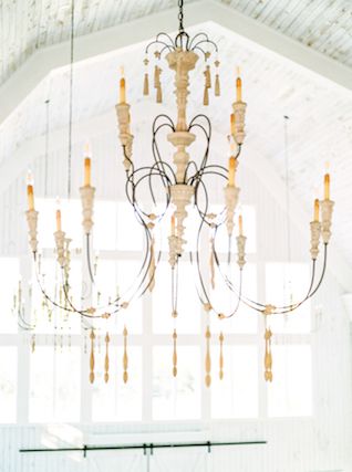 Chandelier in a barn | Callie Manion Photography