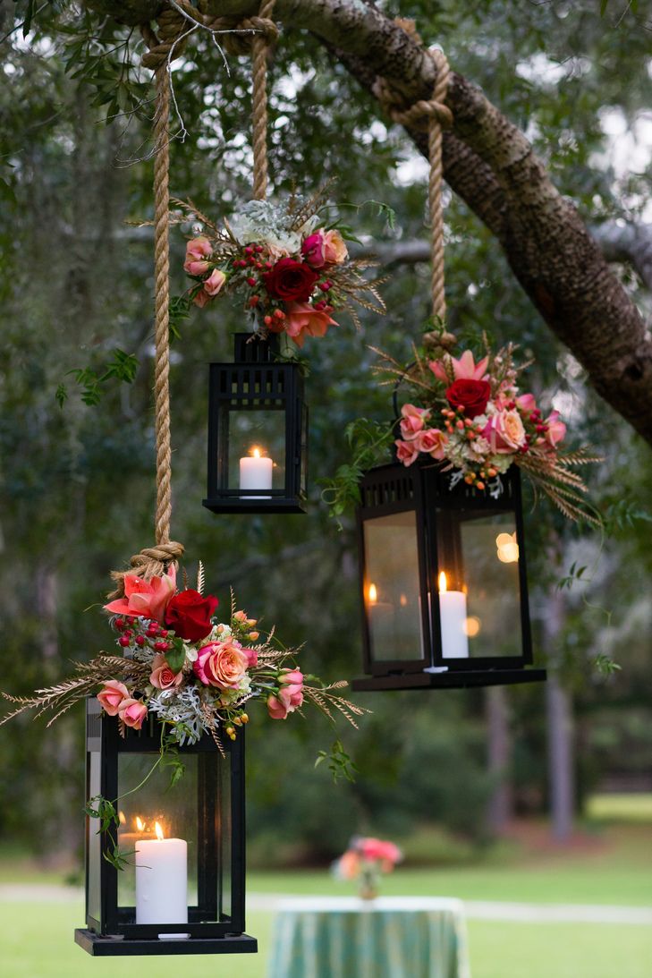 Pink Flower-Decorated Hanging Lantern Wedding Decor | Hopkins Studios www.thekno...