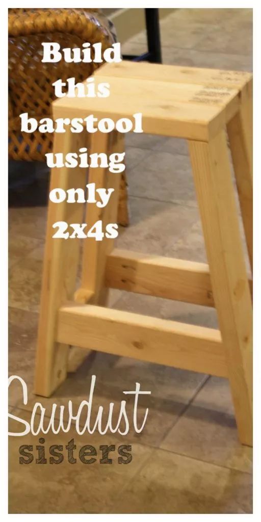 Build this barstool using only 2x4s. Tutorial at sawdustsisters.com