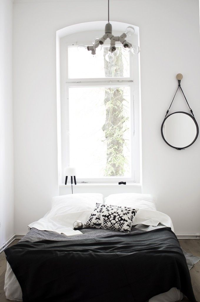 black & white bed