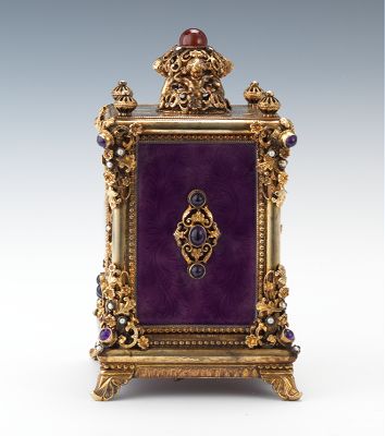 383. A Enamel over Silver Carriage Clock with Reuge Music Box - May 2012 - ASPIR...