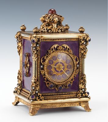 383. A Enamel over Silver Carriage Clock with Reuge Music Box - May 2012 - ASPIR...
