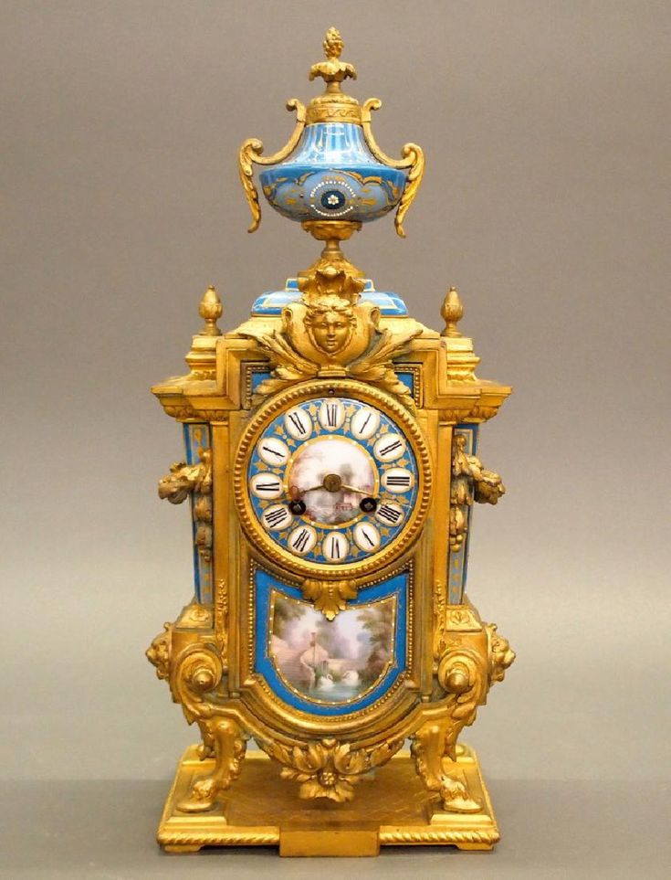 French Bronze and porcelain clock