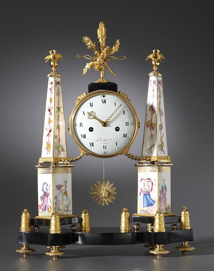 Unusual and Lovely French Antique Louis XVI Gilt Bronze Mantle Clock, with Paris...