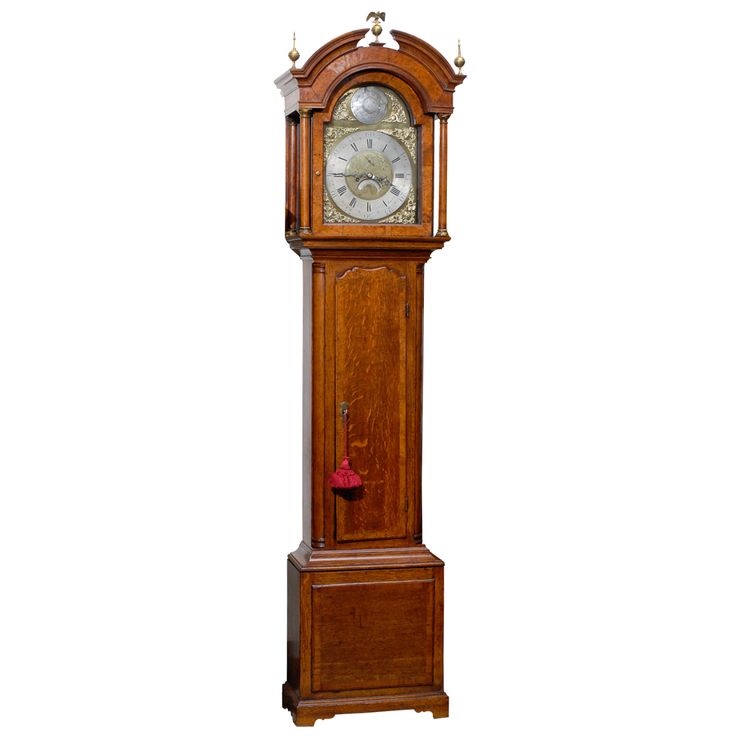 18th Century English Oak Tall Case Clock, Signed 