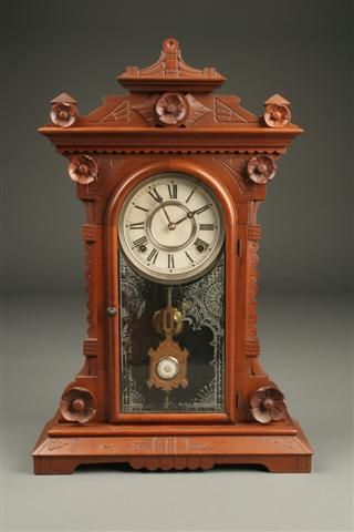 19th century American mantle clock in walnut by E.N. Welch Hatton, Variant clock...
