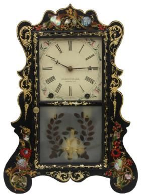 E.C. Brewster Black Lacquer Mantle Clock