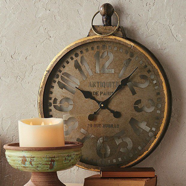 Antiqued Gold Pocket Watch Wall Clock