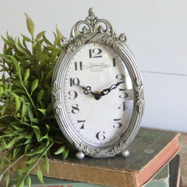 Decorative Table Clock Silver