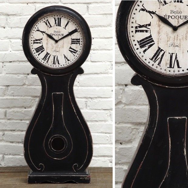 Distressed Black Table Top Mora Clock