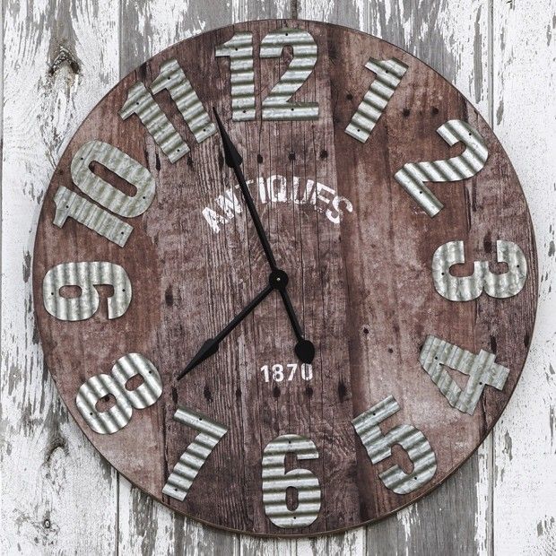 Large Galvanized Numbers Wood Clock