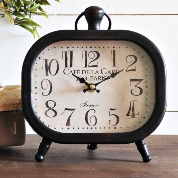Metal Framed Rectangular Table Clock