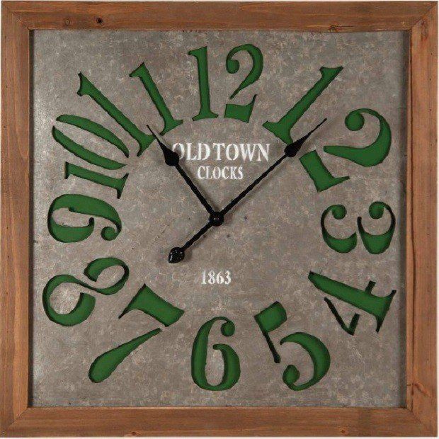 Old Town Square Wood Framed Wall Clock