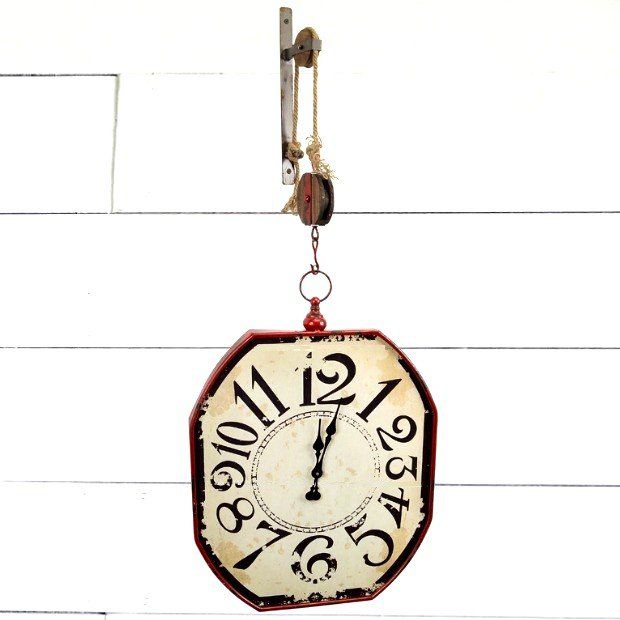 Pulley Mounted Wall Clock