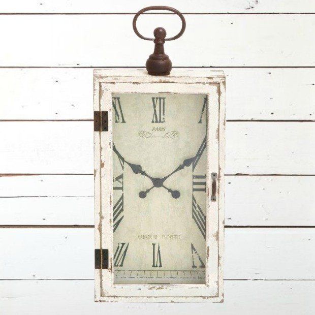 Rectangular Rustic Wood Metal Wall Clock