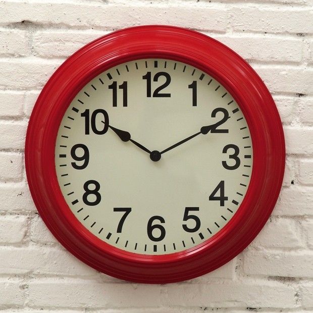 Red Round Metal Wall Clock