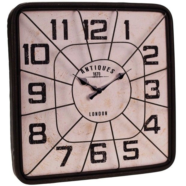 Rustic Square Wall Clock With Wire Face