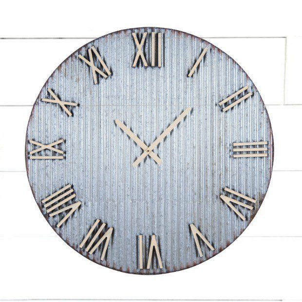XL Galvanized Farmers Wall Clock