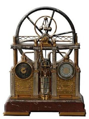French industrial steam clock and barometer (circa 1890), with clean gilt and si...