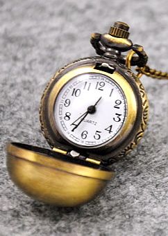 Golden Bronze Ball Watch Necklace