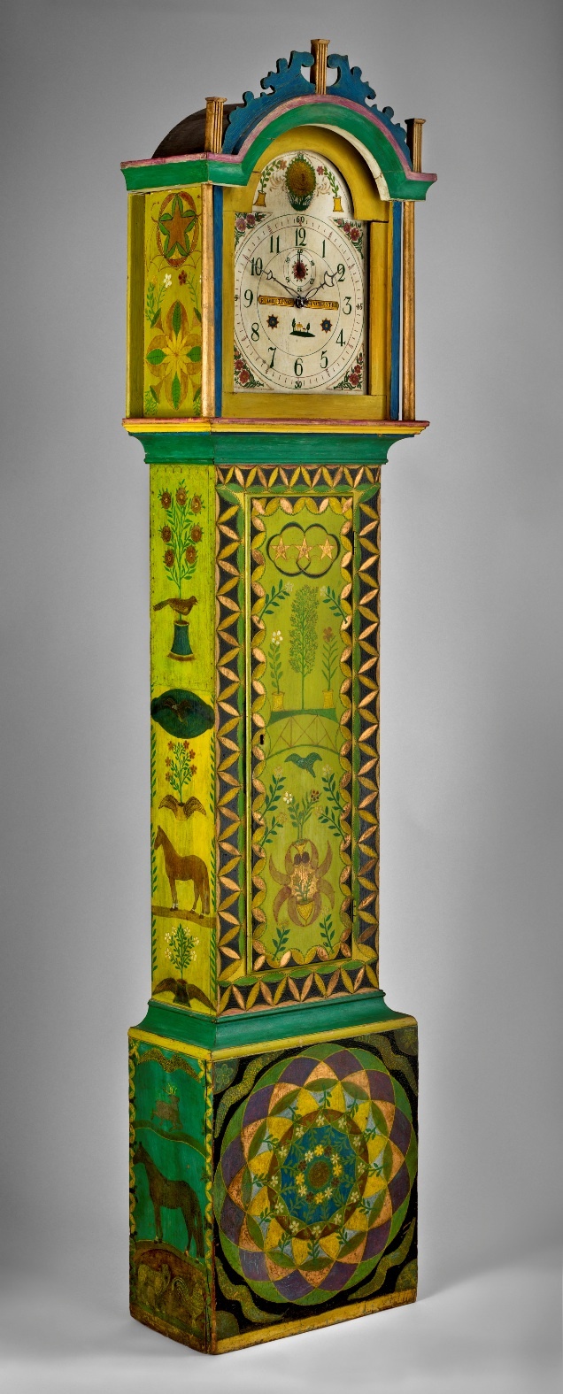 Green - Tall-case clock, New England, ca. 1830. Decoration attributed to George ...