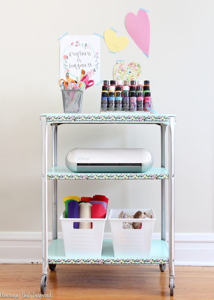 A vintage projector cart got a makeover and a new purpose as a craft cart. Get a...