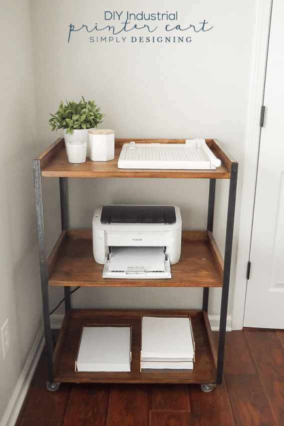 This Industrial DIY Printer Cart is simple to build yourself and is so pretty an...