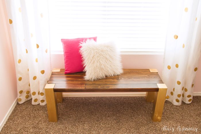 wood and gold bench