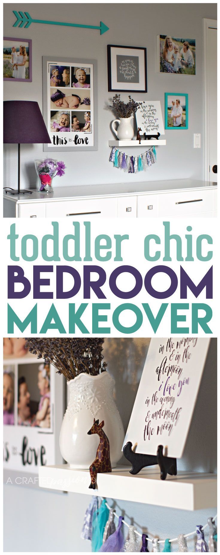 A Toddler Chic Bedroom makeover filled with many DIY decor ideas in a Montessori...