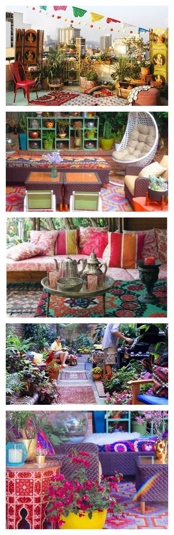 Colorful Bohemian Outdoor Spaces & How to Get the Look {bohemian backyards, porches and patios}