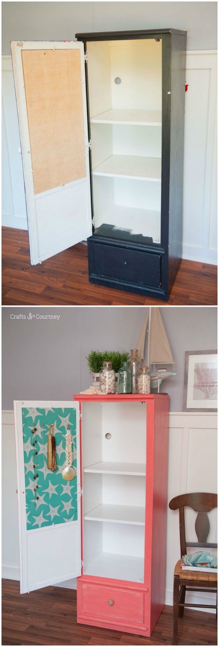 Courtney revamped her bathroom cabinet with pretty paint colors - and turned the...