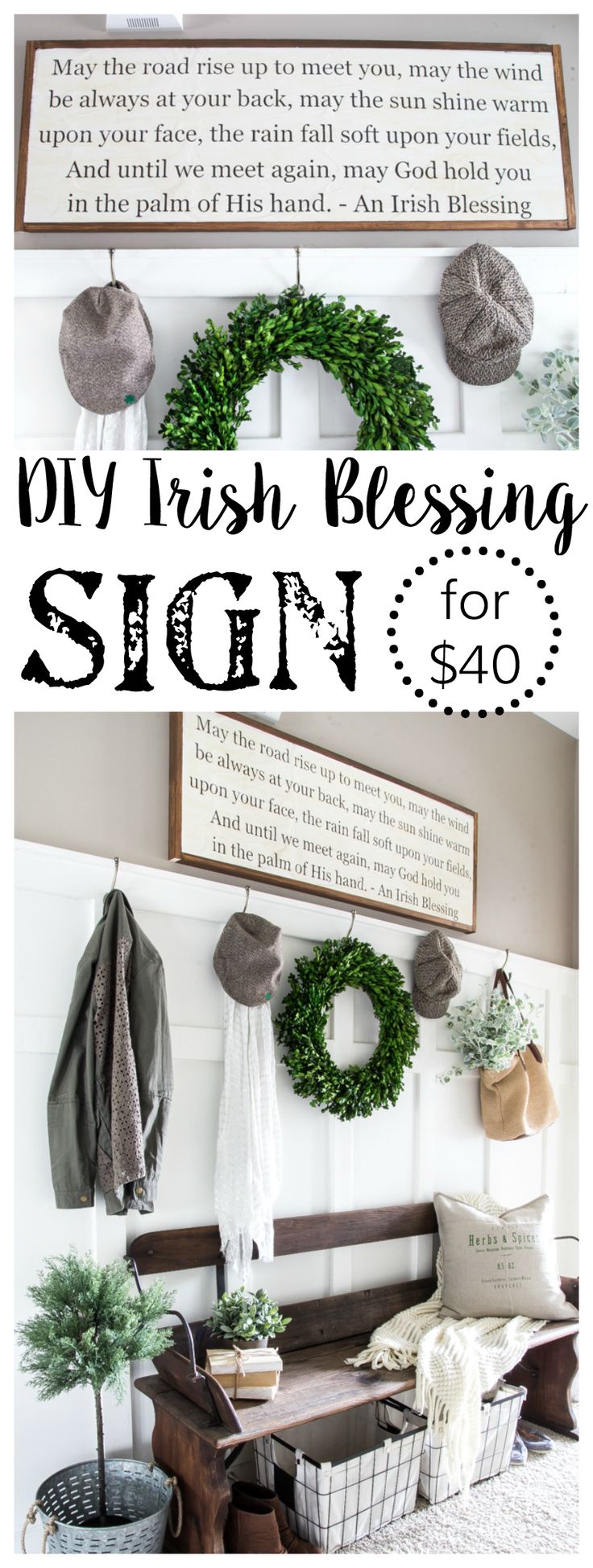 DIY Irish Blessing Sign and Entryway | blesserhouse.com - This is so cute! These...