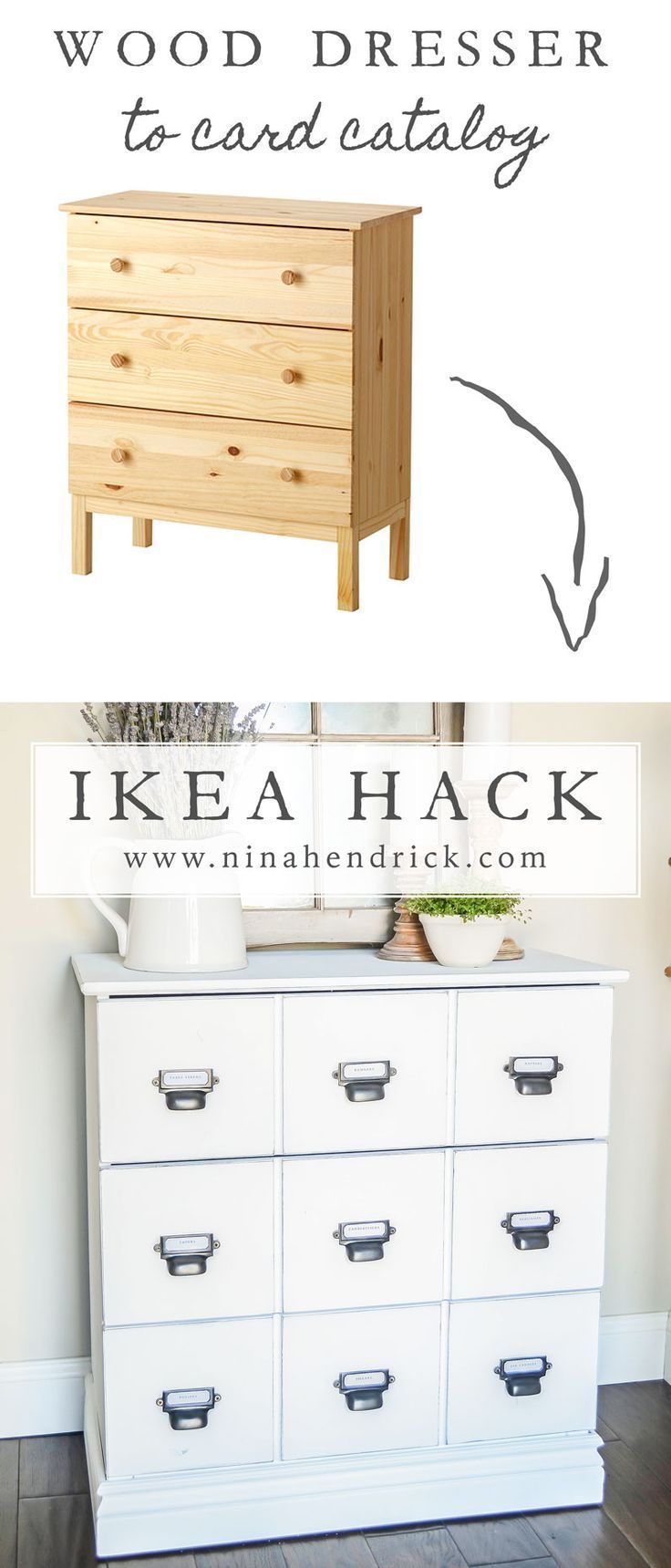 DIY Wood Dresser Card Catalog IKEA Hack Tutorial | See how you can easily and in...