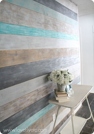 DIY painted plank wall. Simple and inexpensive - the only wood you need is a few...