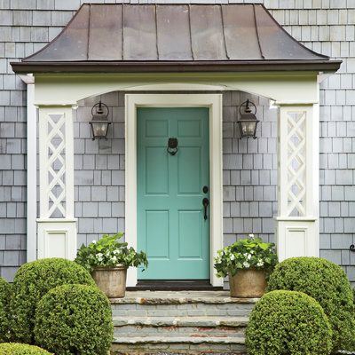 DOOR COLOR, also note the COLOR OF THE STOOP and imagine the TRELLIS COLUMNS cou...