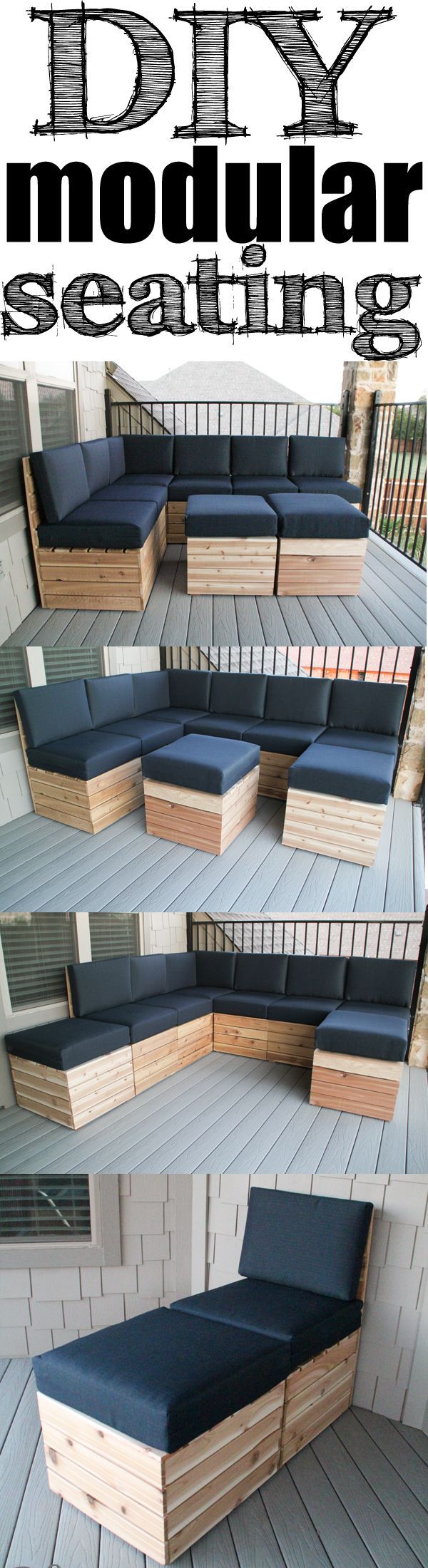 DIY Modular Seating! Easy build and you can build it/arrange it to fit your spac...