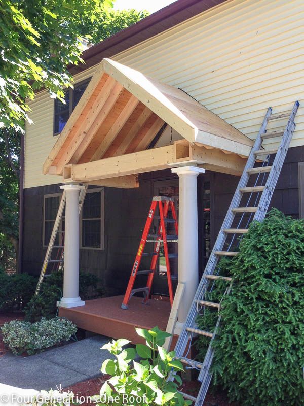 How to build a portico with round columns and vinyl maintenance free decking . I...