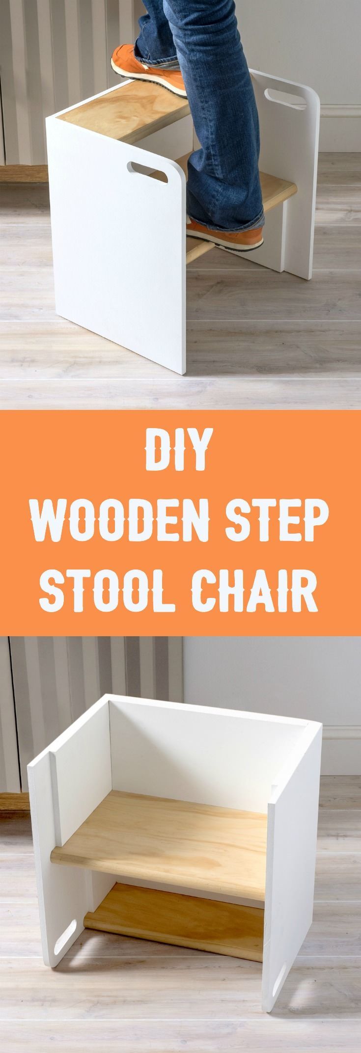 Learn how to build a wooden step stool that turns into a chair if you flip it ov...