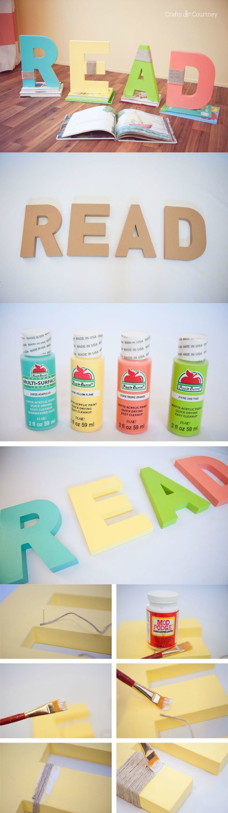 Make these colorful and unique READ letters for a kids' bedroom, book nook, ...