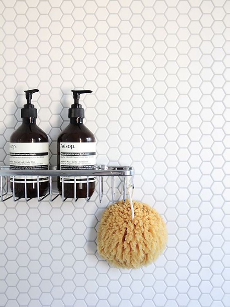 Shower Organization - Bath Products - Hexagon Tile - Bathroom Ideas - Kitchen De...
