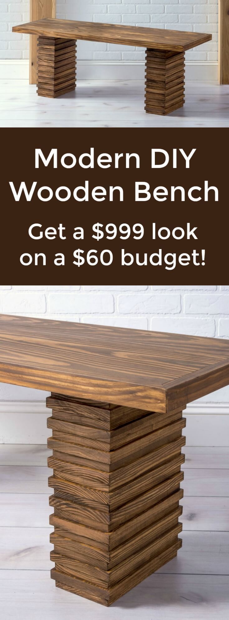 Crate and Barrel Inspired Modern Wooden Bench