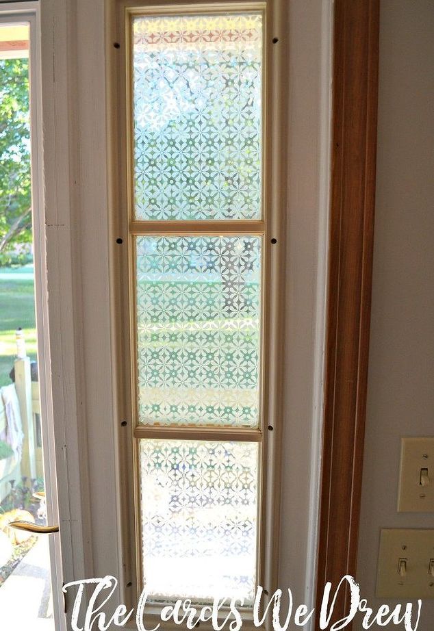 glass etched front door side window, crafts, doors, how to, window treatments, w...