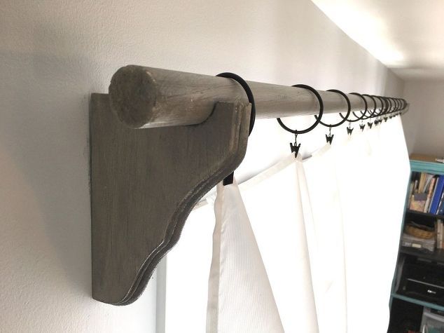 rustic curtain rod corbels with sheet curtains, home decor, window treatments