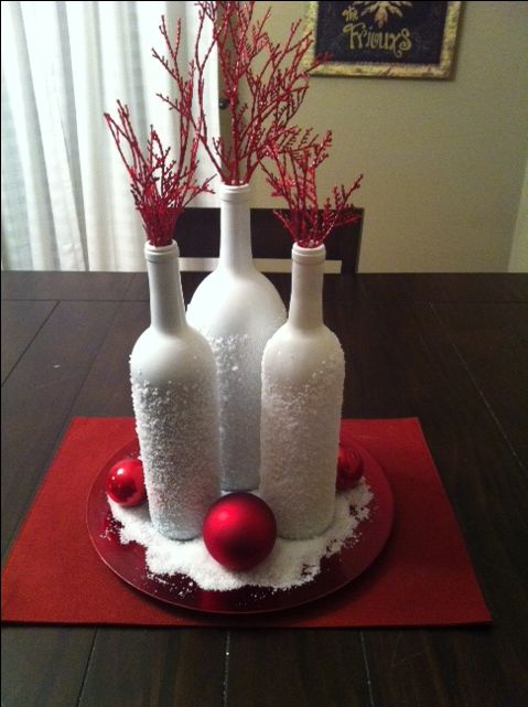 And my snowflake wine bottles idea I got from pinterest