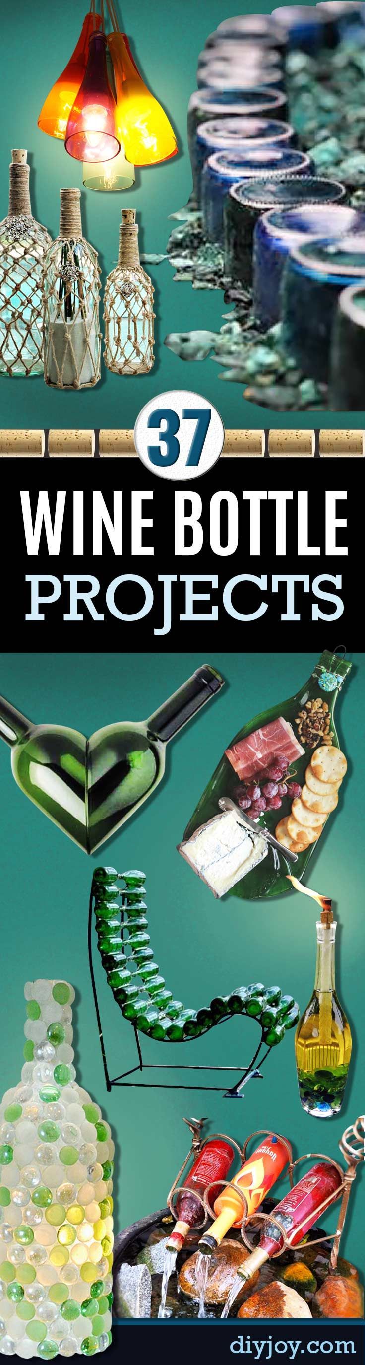 DIY Wine Bottle Crafts - Craft Projects for Lights, Decoration, Gift Ideas, Wedd...